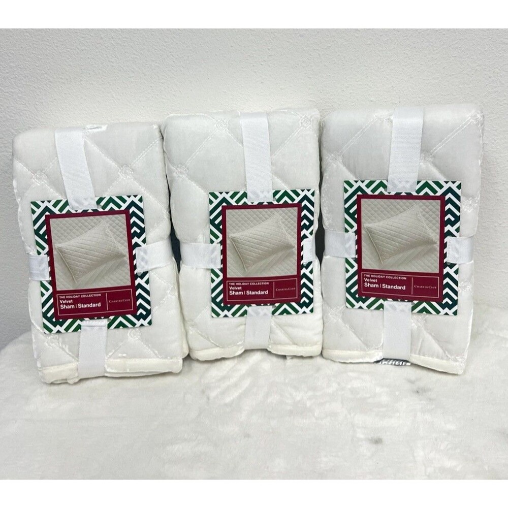 Charter Club Cotton Velvet Standard 3 Shams New White